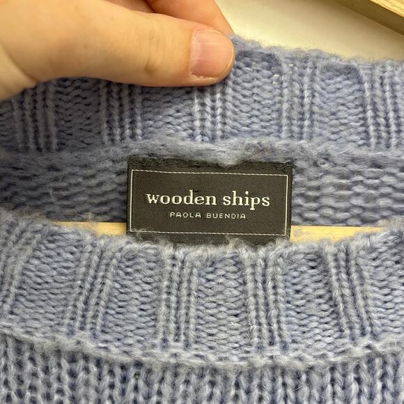 Wooden Ships Mohair Wool Blend Chunky Knit Boxy Relaxed Crew Neck Sweater M/L - Picture 5 of 11